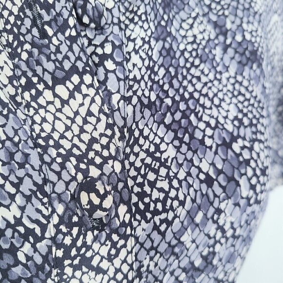 Vintage Adrianna Papell Blue Snake Skin Print 100% Silk 70s 80s Secretary Dress - Picture 4 of 8